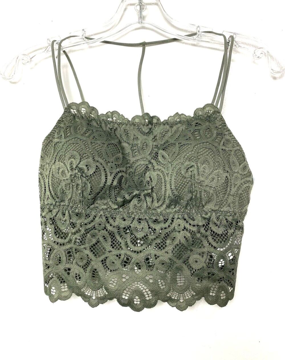 Tranquil & True Lace Bralette Bra Size S Women's Green Double Strap Padded